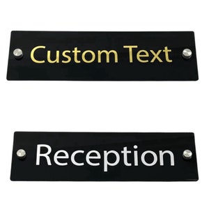 Acrylic Office Door Wall House Custom Name Plaque Sign With Stand-Offs Black