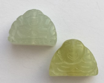 2 Jade Happy Buddha Bead 17x13mm, package of 2