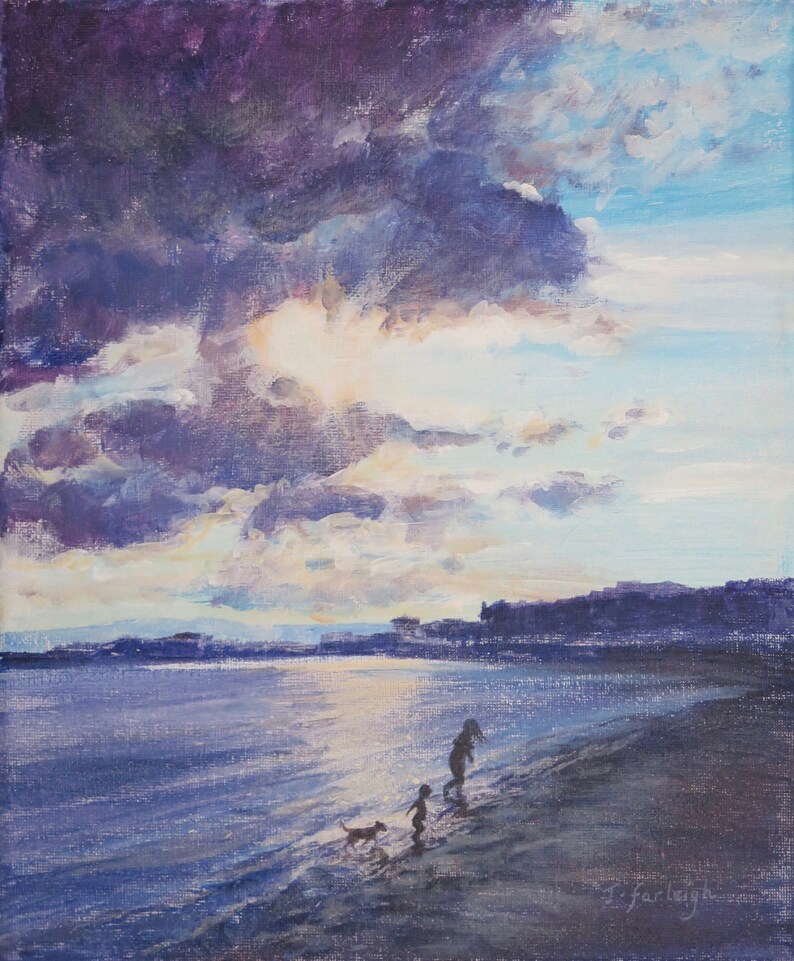Original Art Print Wall Art Painting Exmouth Sunset Paddling Etsy