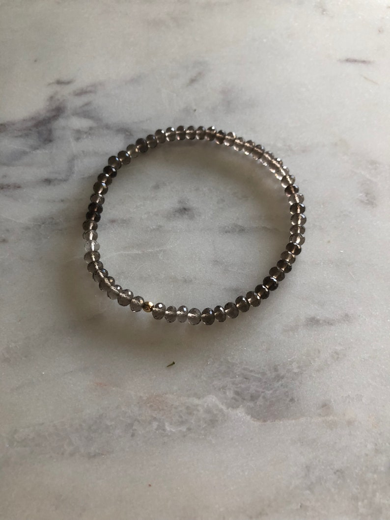 14k Gold bracelets Sandalwood /& Smoky Quartz