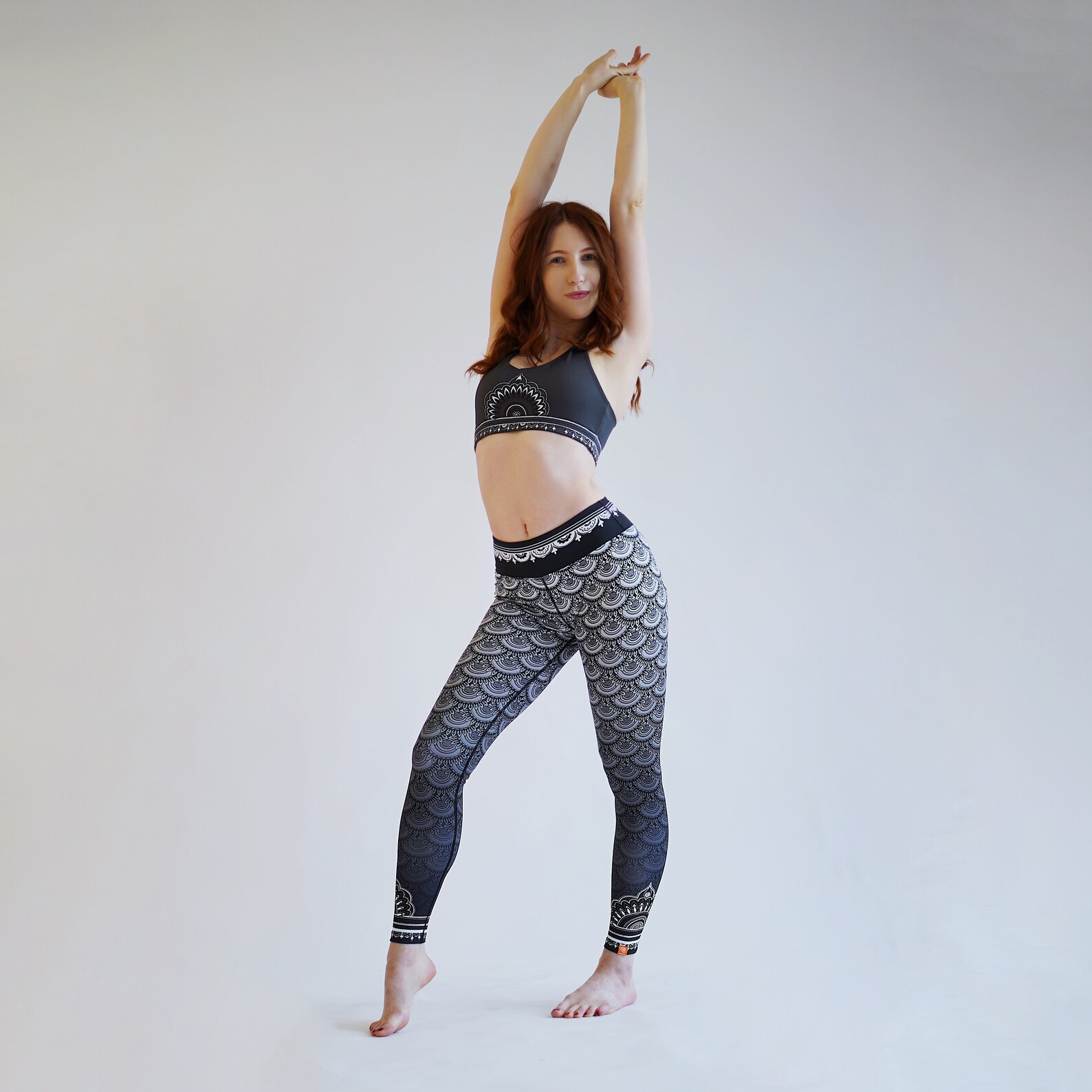 Star Mandala Turquoise Yoga Workout Leggings