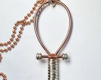 Copper/Silver Electrum Fully Wrapped Ankh (No Crystal)