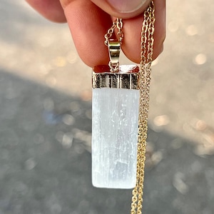 Gold Dipped Selenite Necklace