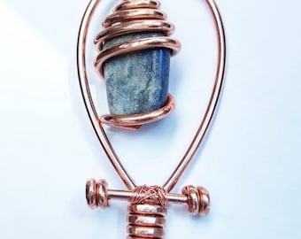 Fully Wrapped Lapis Lazuli Ankh Necklace