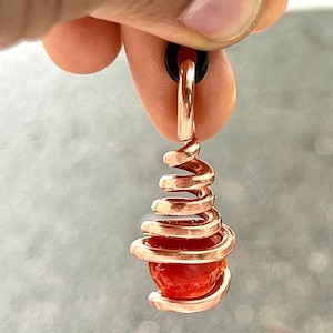 Mexican Fire Opal Pendant | Copper Wire Wrapped Crystal Necklace (October Birthstone)