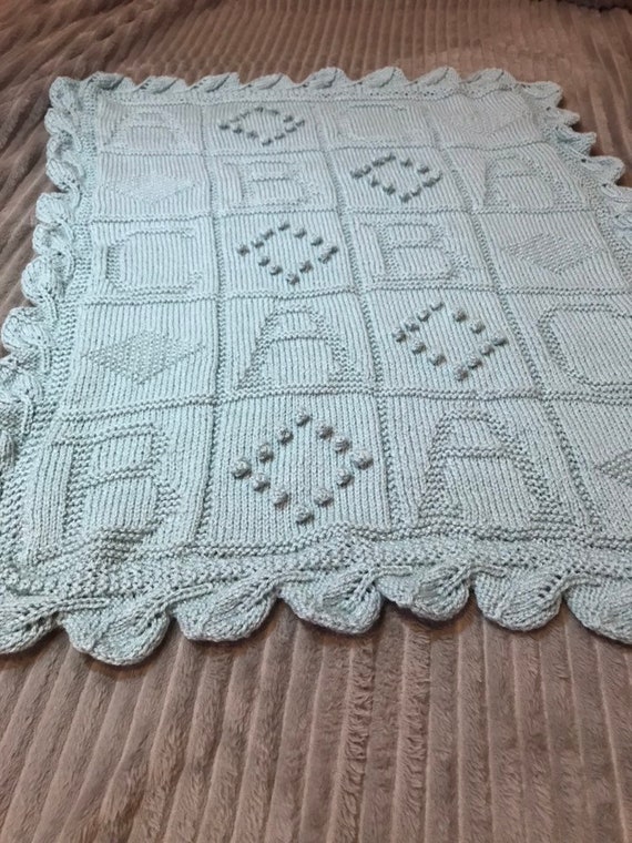 Knitted Baby Blanket Etsy UK Knitted baby blanket