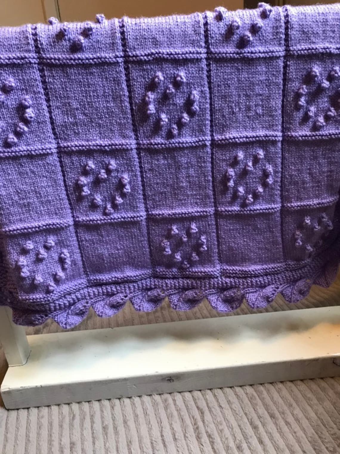 Hand Knitted Blanket Etsy