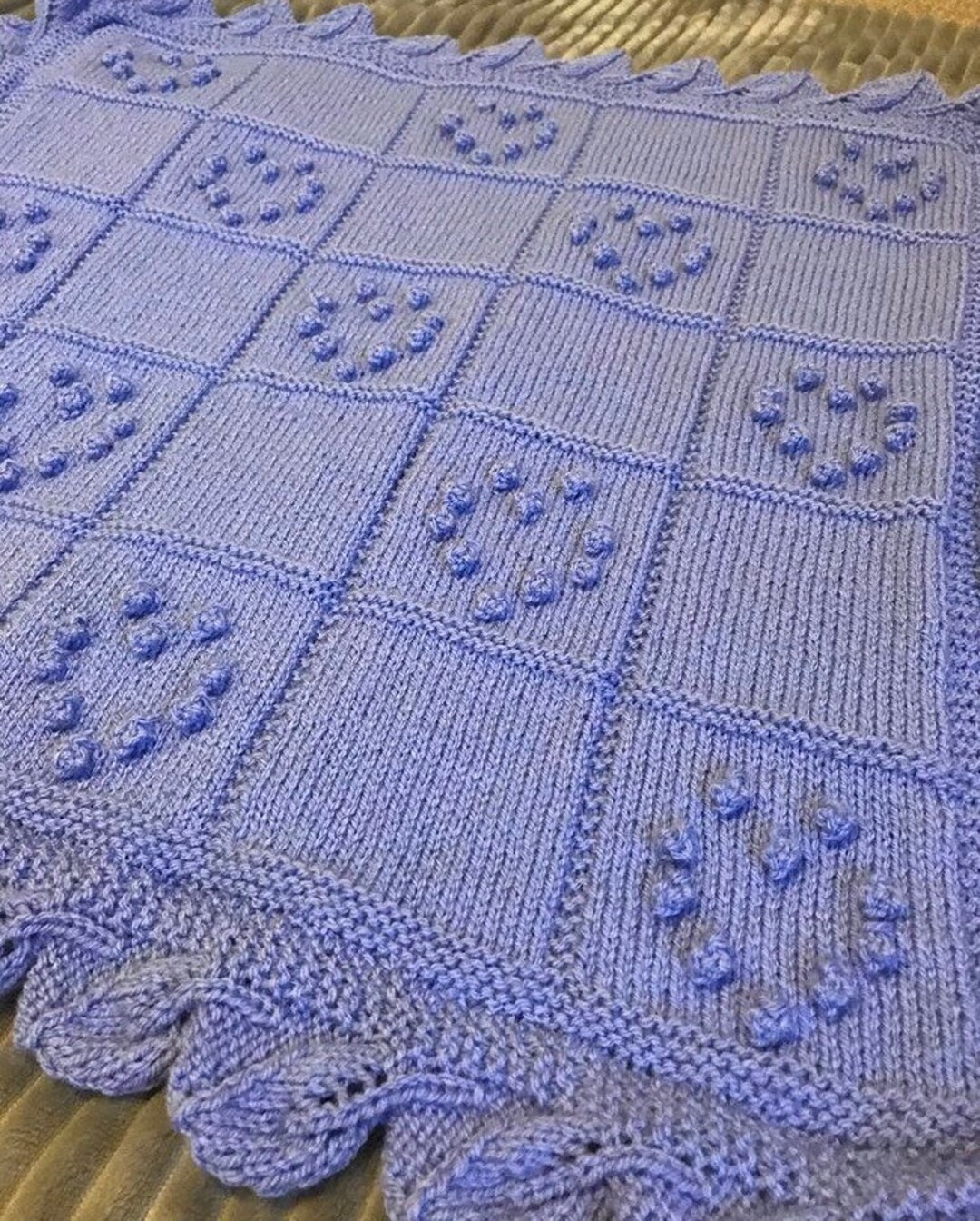 Hand Knitted Blanket Etsy