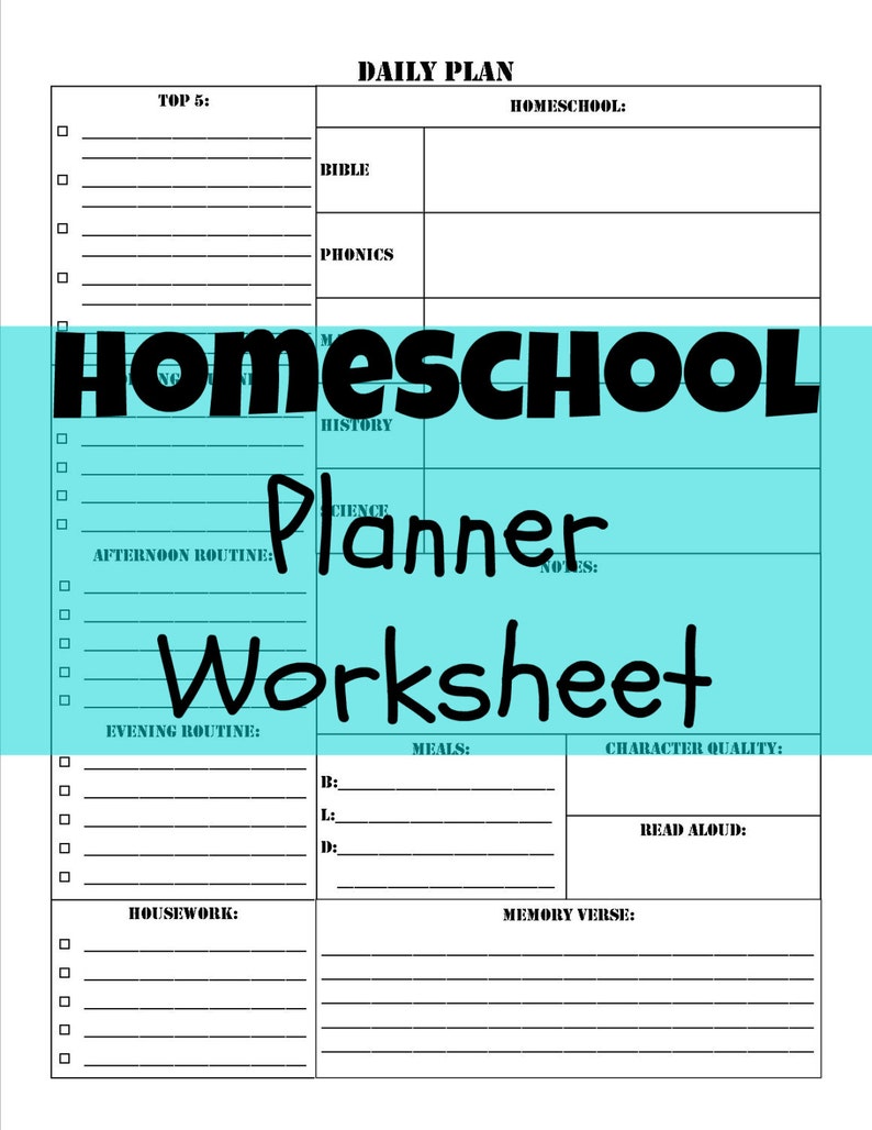 Homeschool Planner Worksheet | Etsy