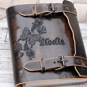 Butterfly Leather Journal Travel Book Sketchbook Custom Personalized Leather Journal Notebook Diary  Gift TiVergy Book