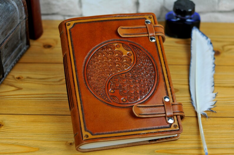 Yoga Leather Journal, Handmade Journal Notebook Diary, Personalized Leather Journal, Gift TiVergy Journal, Travel Journal image 3