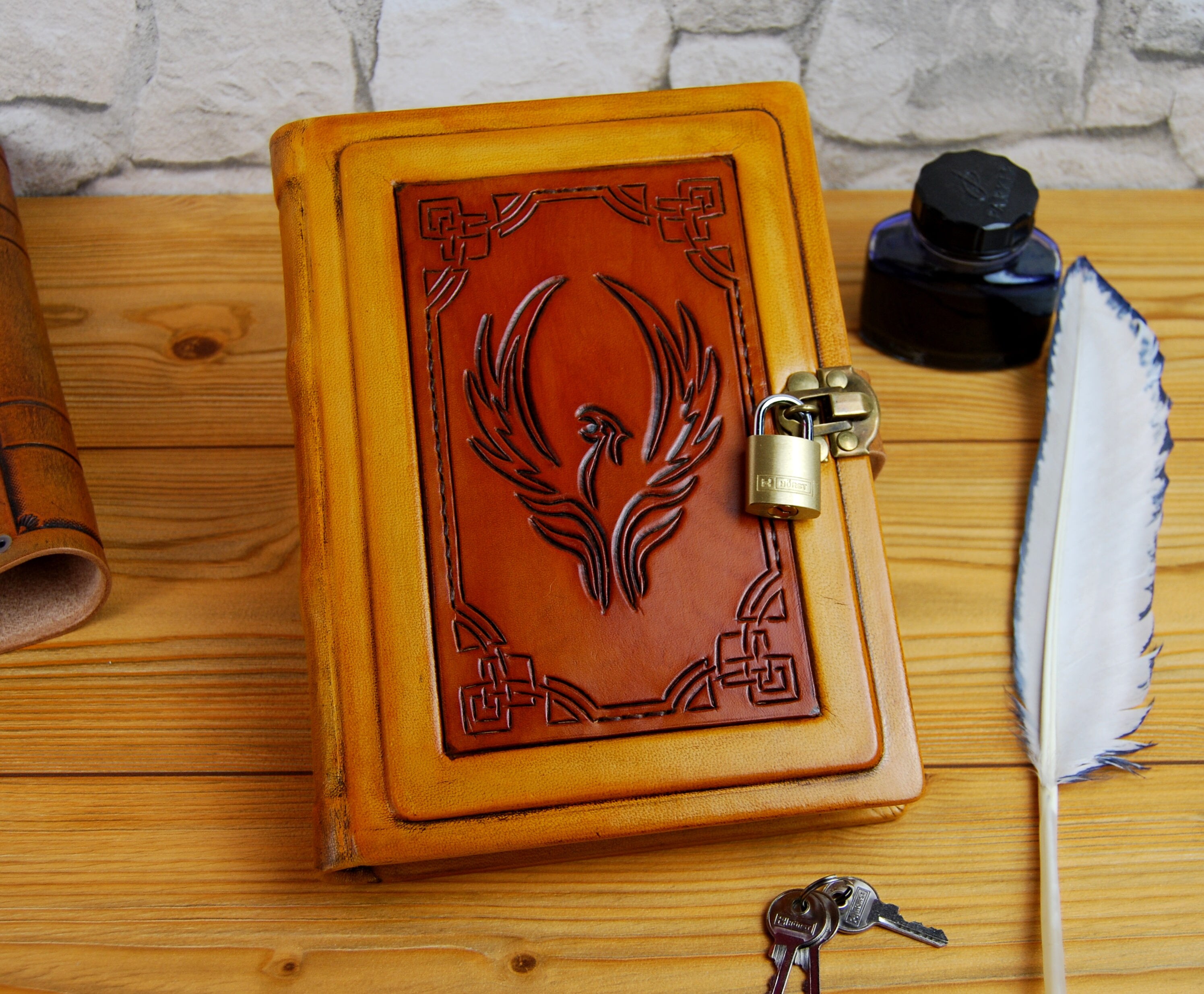 A5 Phoenix Leather Bound Book Gift Book Lock Book Leather Etsy
