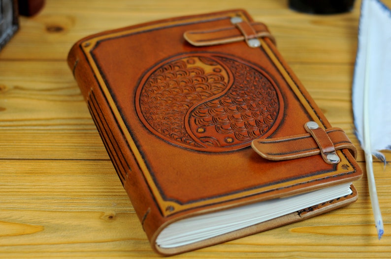 Yoga Leather Journal, Handmade Journal Notebook Diary, Personalized Leather Journal, Gift TiVergy Journal, Travel Journal image 2