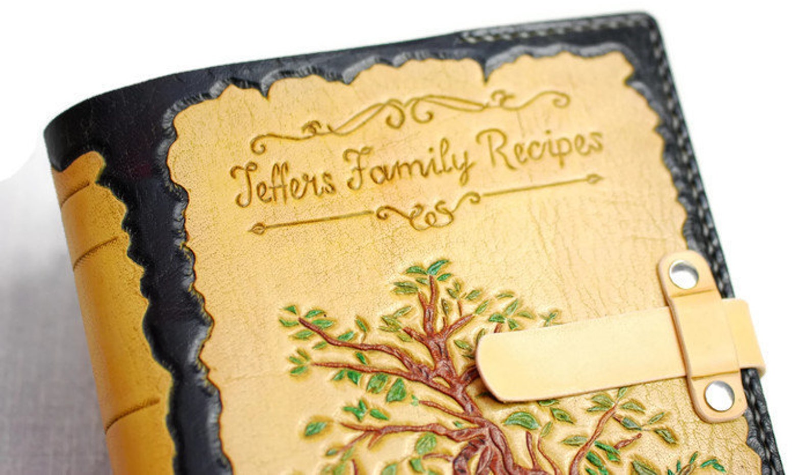 7x9 Leather Family Recipe Book Personalized Recipe | Etsy