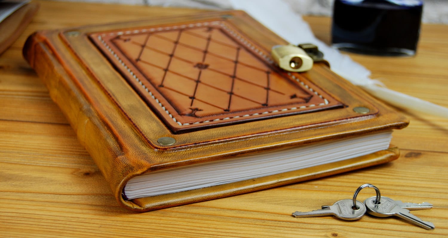 Leather Binding Book Gift Book Lock Book Fleur de Lis Book Etsy