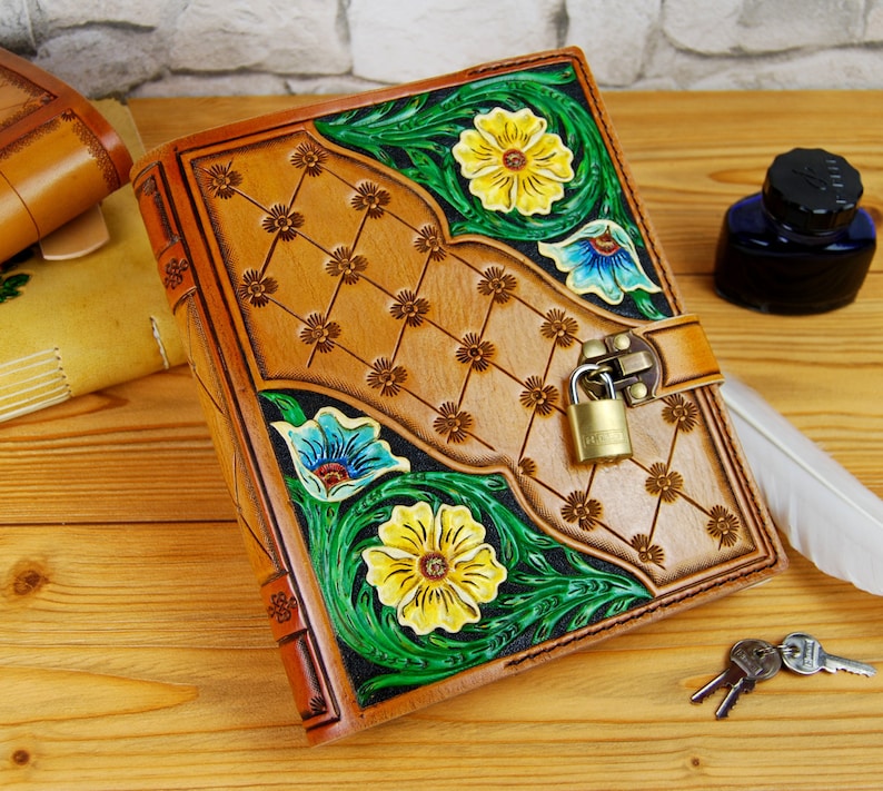Lockable Journal Leather Journal Personalized Journal Custom Etsy