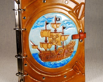 Ship Leather Journal, Custom Journal, Personalized Journal, Handmade journal, Cosplay Journal, Notebook, Diary, Gift, TiVergy Journal