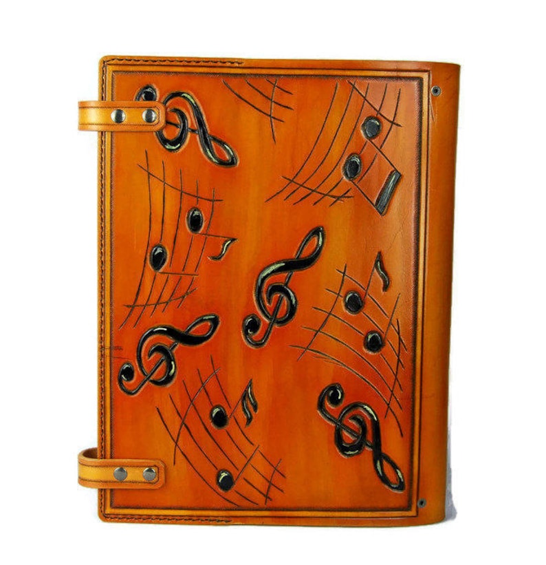 Music Leather Journal Personalized Gift Large A4 Leather Etsy