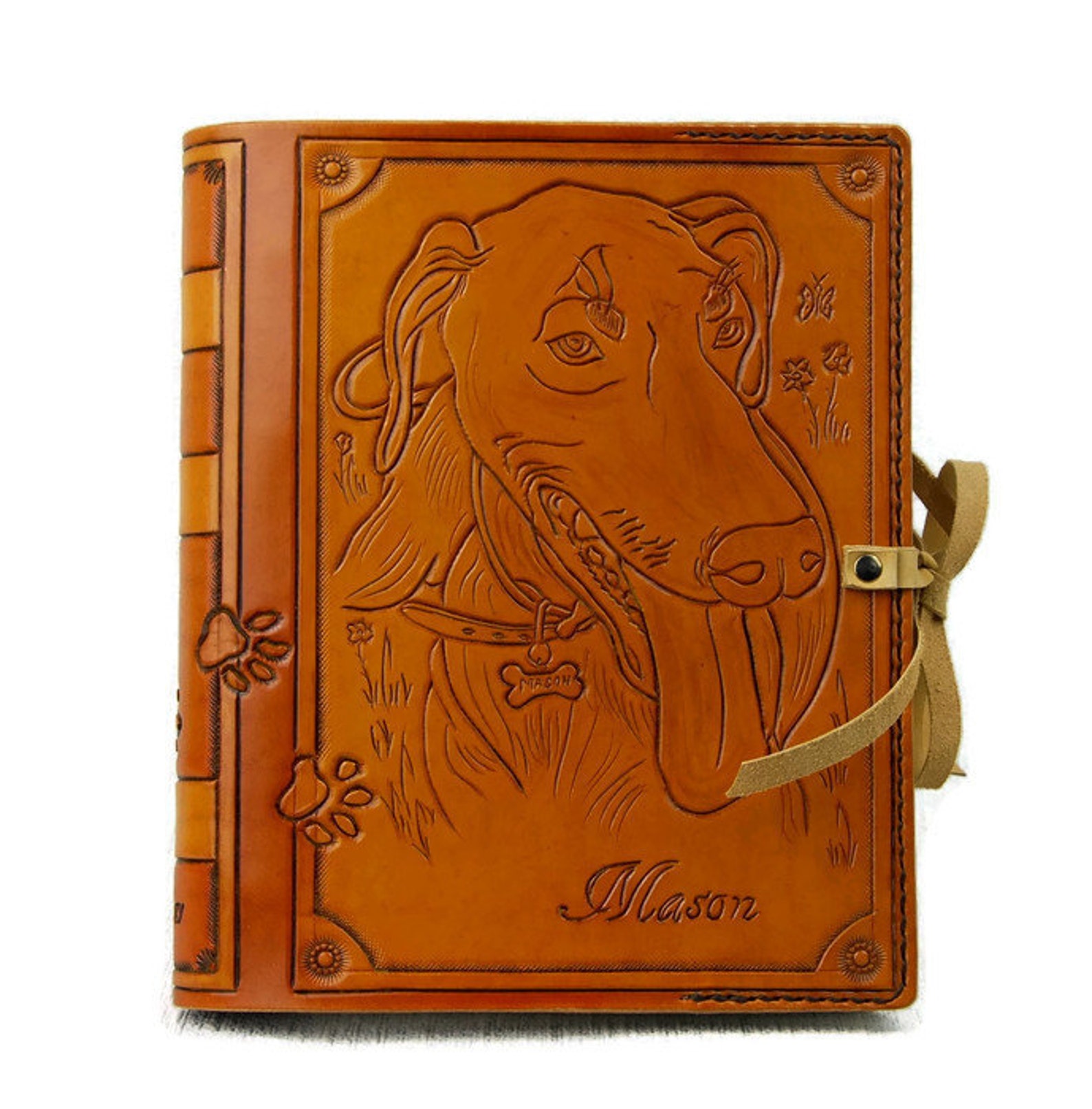 Gift Dog Journal Leather Custom Order Notebook Diary Gift Etsy