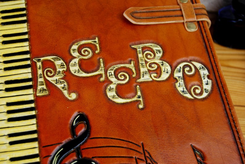Music Leather Journal Personalized Gift Large A4 Leather Etsy