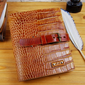 A5 Journal Gift Alligator Imitation Leather Notebook Gift for Him Gift for Her Personalized Journal Custom Leather 7x9 Journal TiVergy