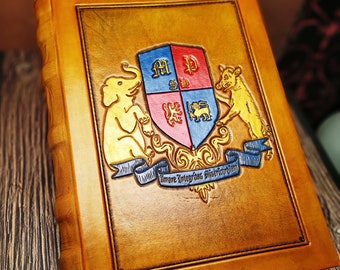 Extra Large 12x17 Family Personalized Gift Book, A3 Leather Bound Book, Family Crest Journal, Notebook, Diary TiVergy Leather Book