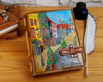 Reisdagboek voor bestelling, handgemaakt lederen dagboek, gepersonaliseerd dagboek, A5 dagboek, A4 dagboek, snijleer, notitieboekje, dagboek, cadeau