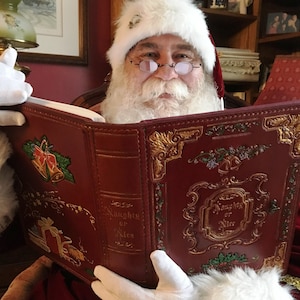 Weihnachtsbuch, freches oder schönes Geschenkbuch, Weihnachten, Ledertagebuch, Ledernotizbuch, Weihnachtsmannbuch, handgemachtes Buch, TiVergy-Lederbuch.