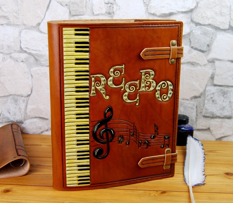 Music Leather Journal Personalized Gift Large A4 Leather Etsy