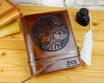 Tree of Life Leather Journal, Leather Book, Gift, Leather Notebook, Diary, TiVergy Book, Brown Leather, Sketchbook, Personalized Journal