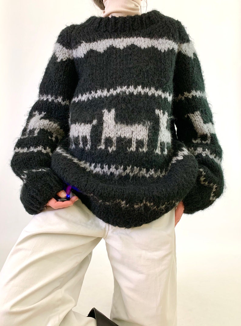 Alpaca Sweater Folklore Ethno Hippie Peru South America Wool Chunky 90s Oversize South America