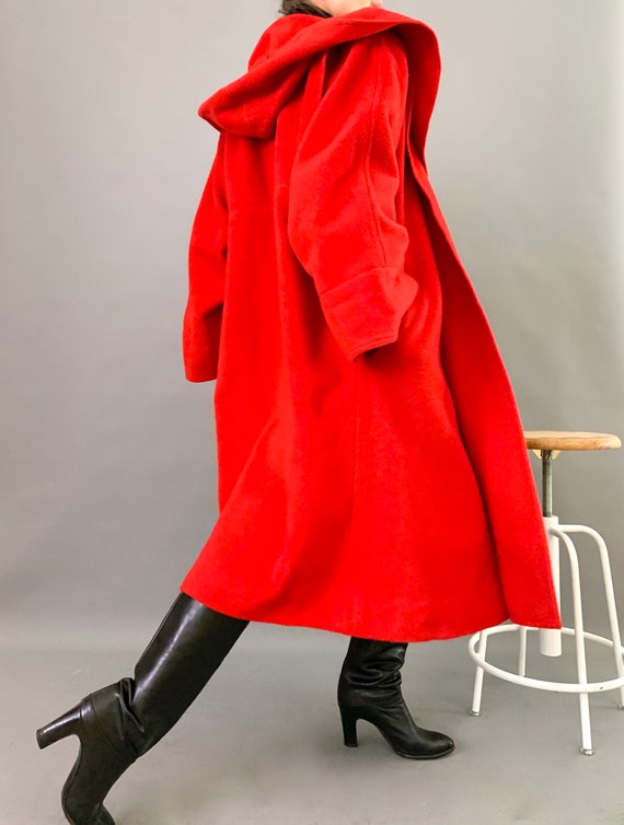 Oversize Cape Coat Wool 80s Designer Lipstick Red… - image 6