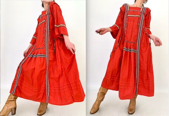 Vintage Boho Hippie Dress 70s Aztek Kuchi Nomad Dr
