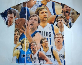 Camiseta de Dirk Nowitzki de los Dallas Mavericks de la NBA con estampado integral para hombre talla L grande