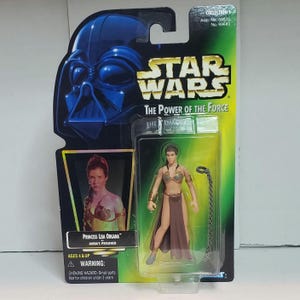Kenner Hasbro Power of the Force Vintage 1997 Star Wars Princess Leia Organa as Jabba&#39;s Prisoner carded figure