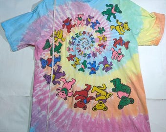 Liquid Blue 1995 Grateful Dead Dancing Bears Tie dye Mens size L Large shirt READ DESCRIPTION
