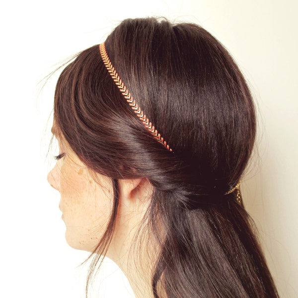 Headband en chaine épi émaillée "Freesia" (existe en 4 coloris) Pemberley Bijoux / Bijou de cheveux / Head jewelry chain / Headband bohème