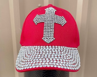 Beautiful Black Denim Cap With Embroidered Red Rose and  display picture 2