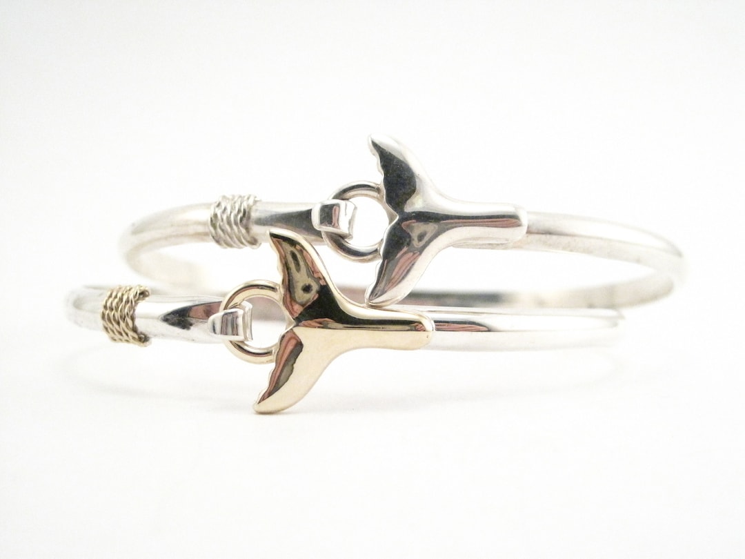 ★HARANG★ Whale Tail Half Half Chain Bracelet Cape Cod Whale Tail Bracelet - Etsy
