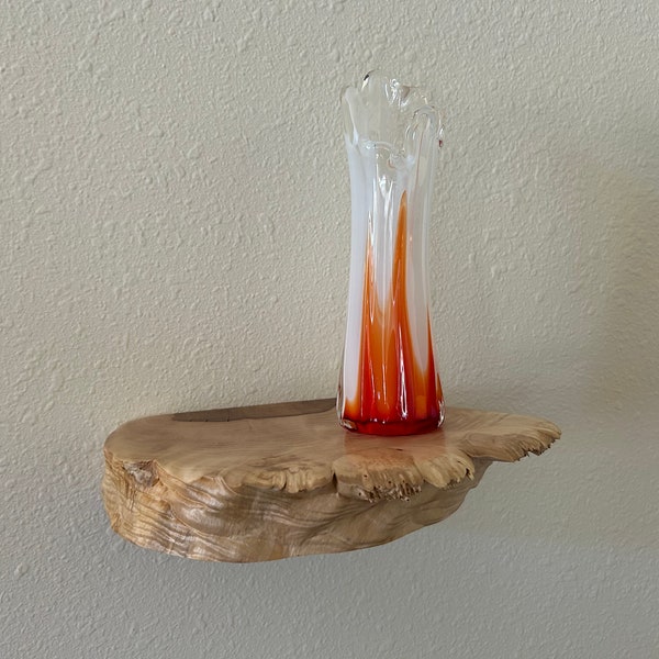 Floating Shelf, Live Edge, Maple Burl