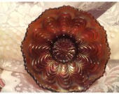 Fenton Peacock Tail Feathers Scalloped Edge Bowl