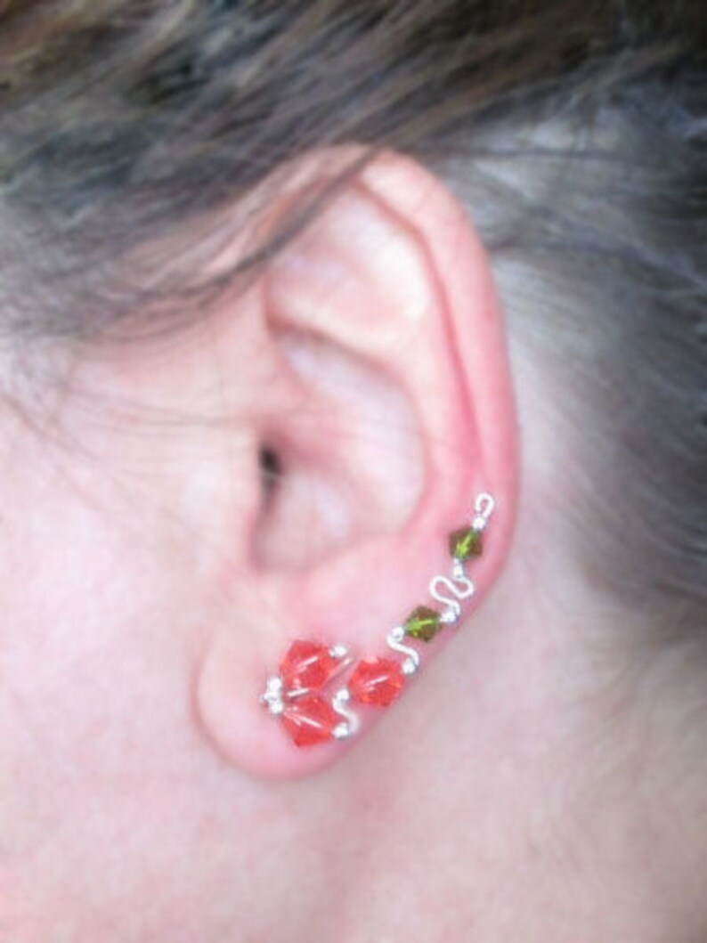 Silver Earrings Silver Ear Climber Earrings Ear Cuff Graduation gift Ear Climber Crystal Ear Climbers Wedding earrings Silver Studs