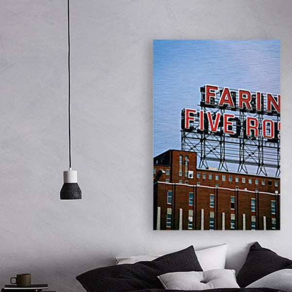 Farine Five Roses - Montreal photography - Griffintown industrial decor - Large art stretched canvas, aluminum, acrylic - Architecture art