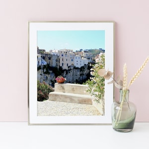 Calabria Italy travel photography print - Beach wall decor - Italy large wall art - Coastal home decor - Floral ocean print - Giclee print