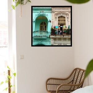 Havana photography Cuba photography Havana print Laundry wall art Turquoise house Laundry room Hanging linen Home office decor image 4