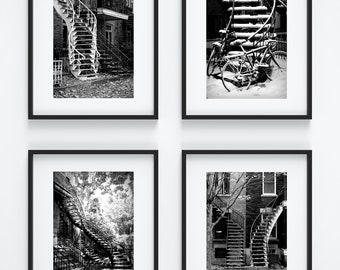 Montreal photography black and white gift set - Montreal staircases - Architecture gift - Custom print set - Black and white gallery wall