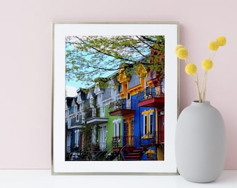 Montreal photography print - Colorful houses art - Colorful cities wall art - Plateau Mont-Royal - Home office decor - Cute houses poster