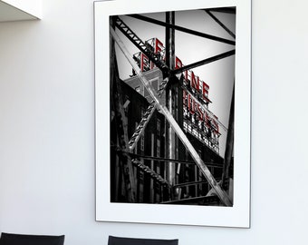 Black and white Montreal photography - Farine Five Roses - Black and white architecture wall art - Industrial decor - Large wall art poster