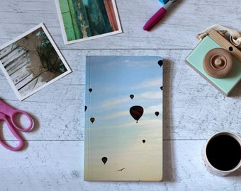 Custom A5 notebook - Hot air balloon photography - Colorful stationery - Motivational gift - Travel journal- Gratitude journal - Travel gift