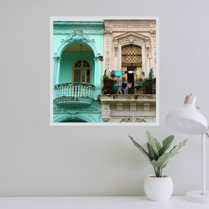 Havana photography Cuba photography Havana print Laundry wall art Turquoise house Laundry room Hanging linen Home office decor image 2